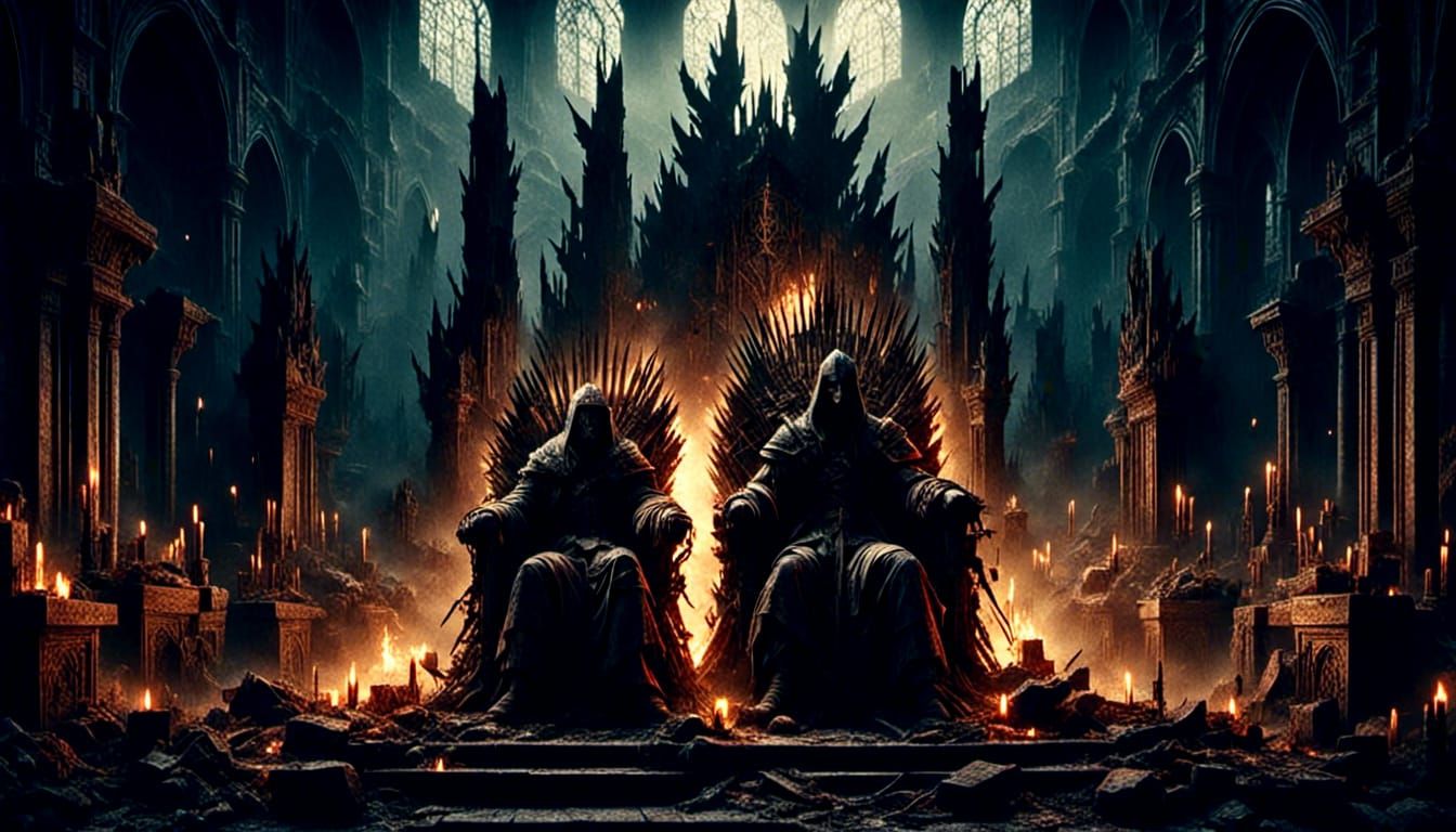 Assassin on Burning Throne: Hyperrealistic Nordic Fantasy