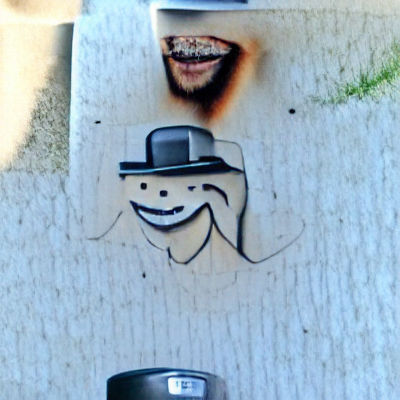 evil smiling man smoking a half cigarette half man hybrid an...