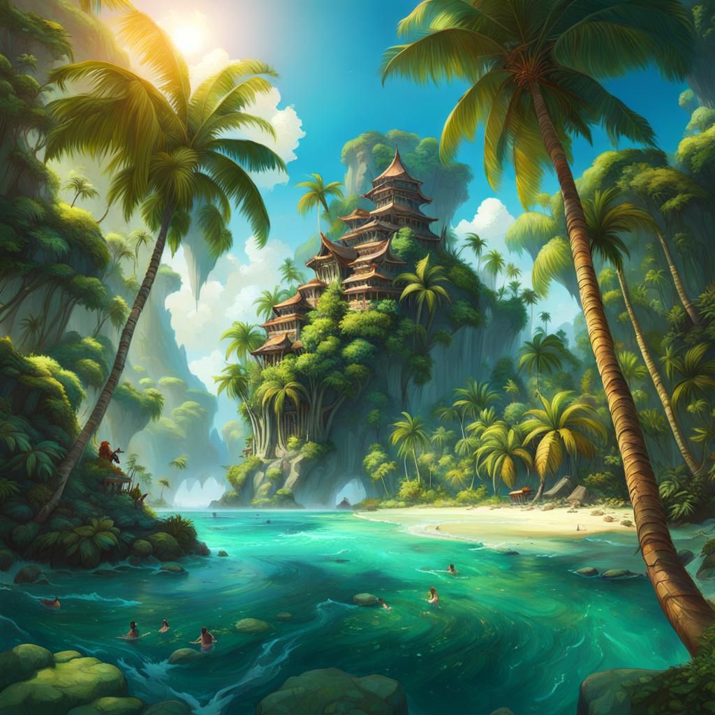 LUSH TROPICAL ISLAND - AI Generated Artwork - NightCafe Creator