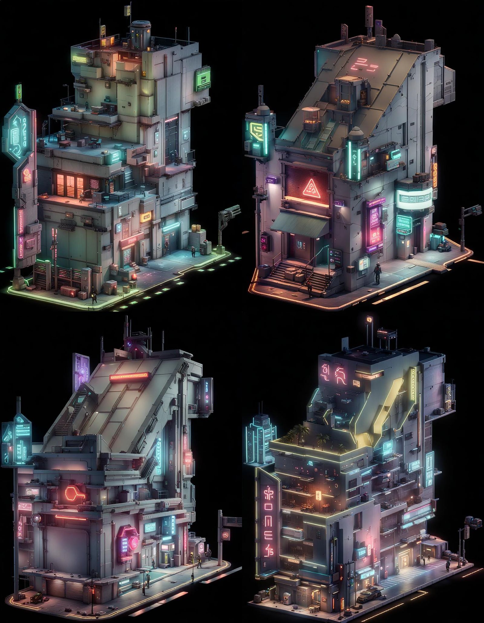 single small Isometric game asset cyberpunk, one simple smal...