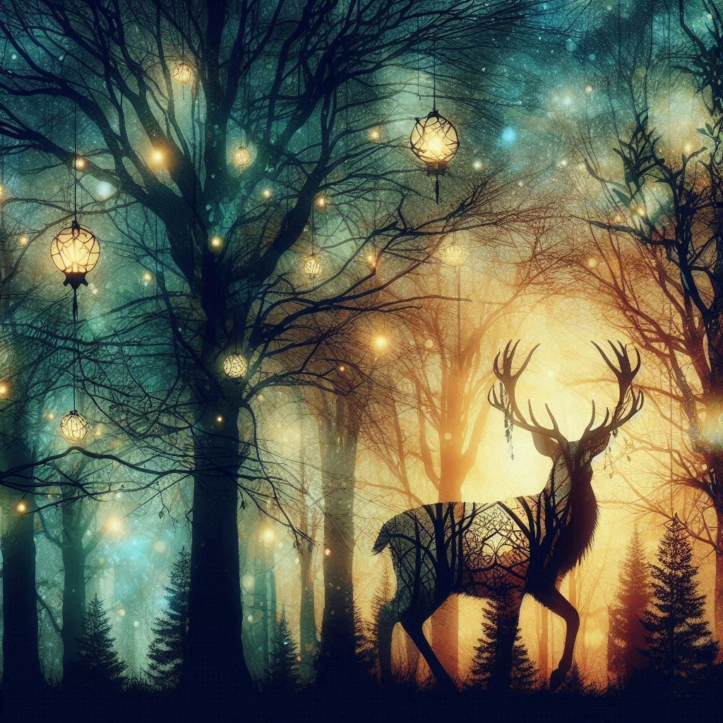 double exposure beautiful fantasy portrait landscape..