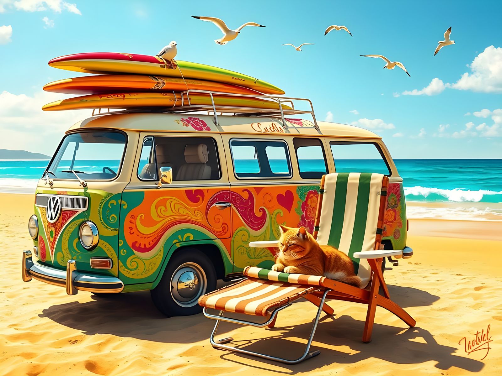 relaxed surfer cat  by @Jake Blues