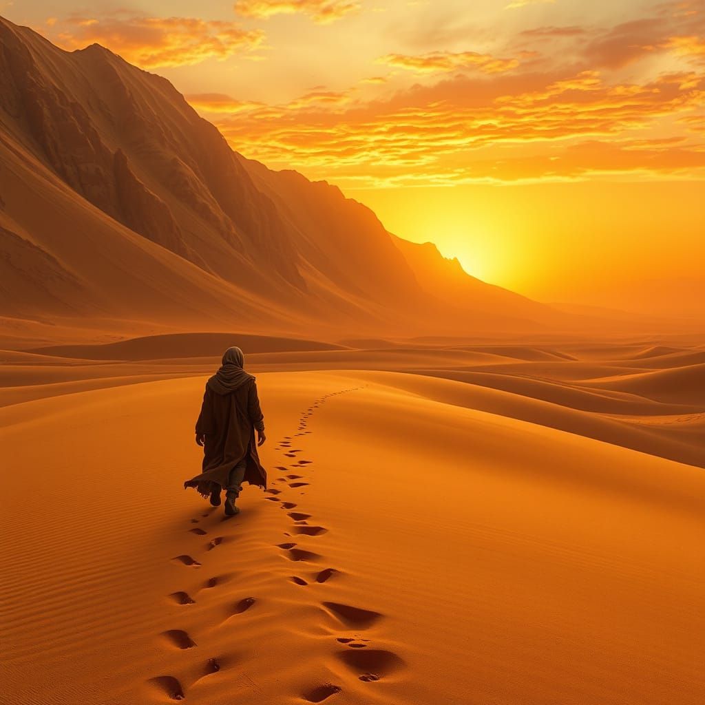 Surreal Desert Wanderer in Unreal Engine 5 Style