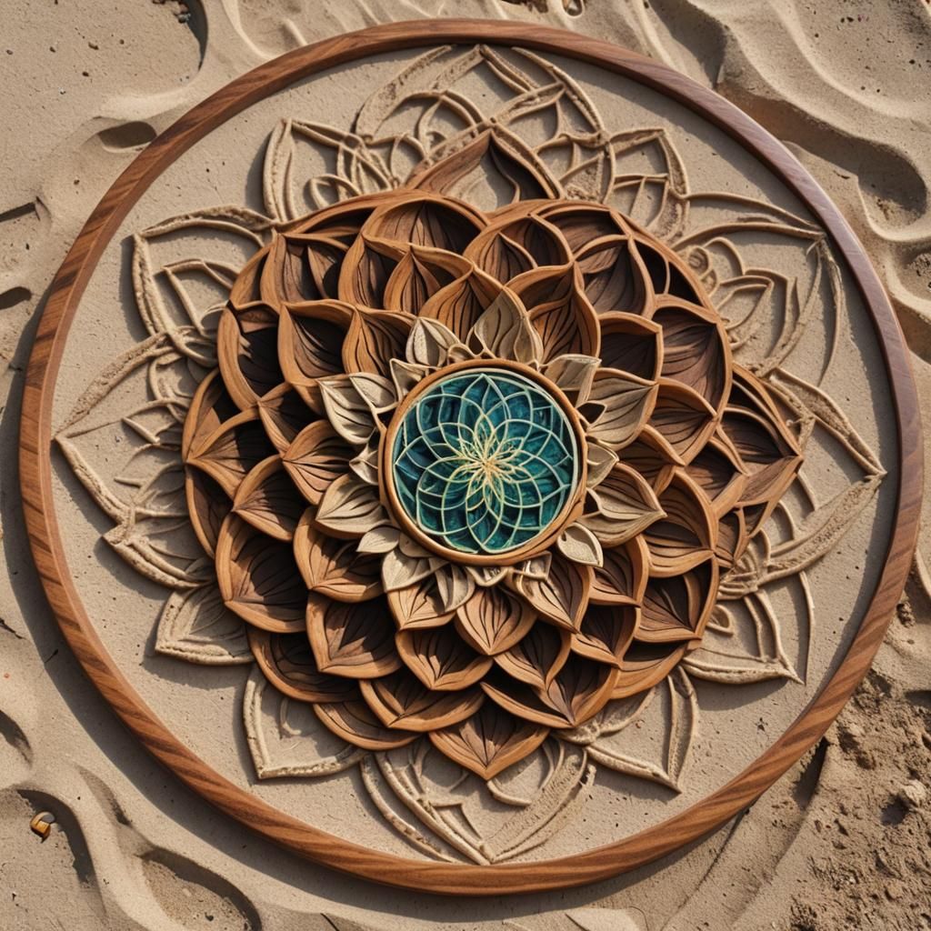 vangogh wood sculpture 
sand art  flower of life
Macro photo...
