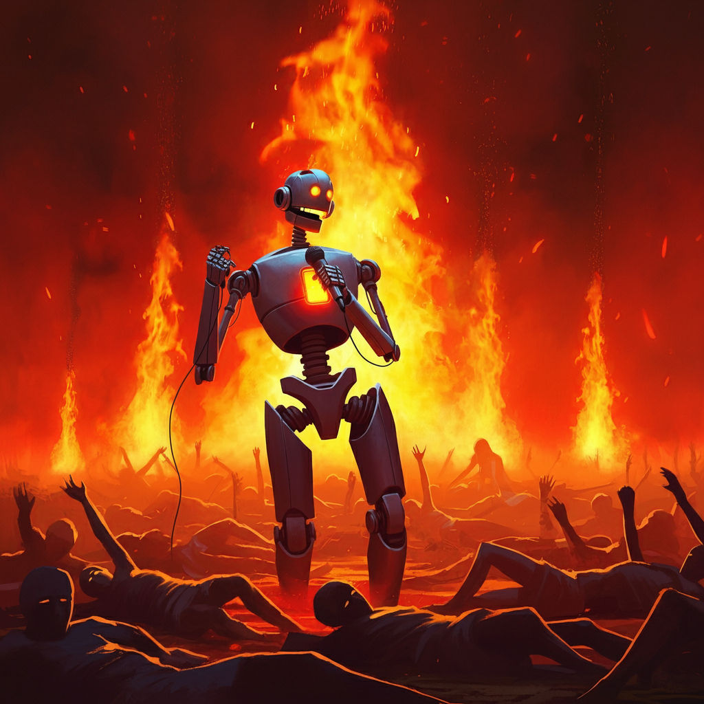They took the AI musicians and sent them to fight the zombie hordes, with fire. It still tried to entertain as they burn...