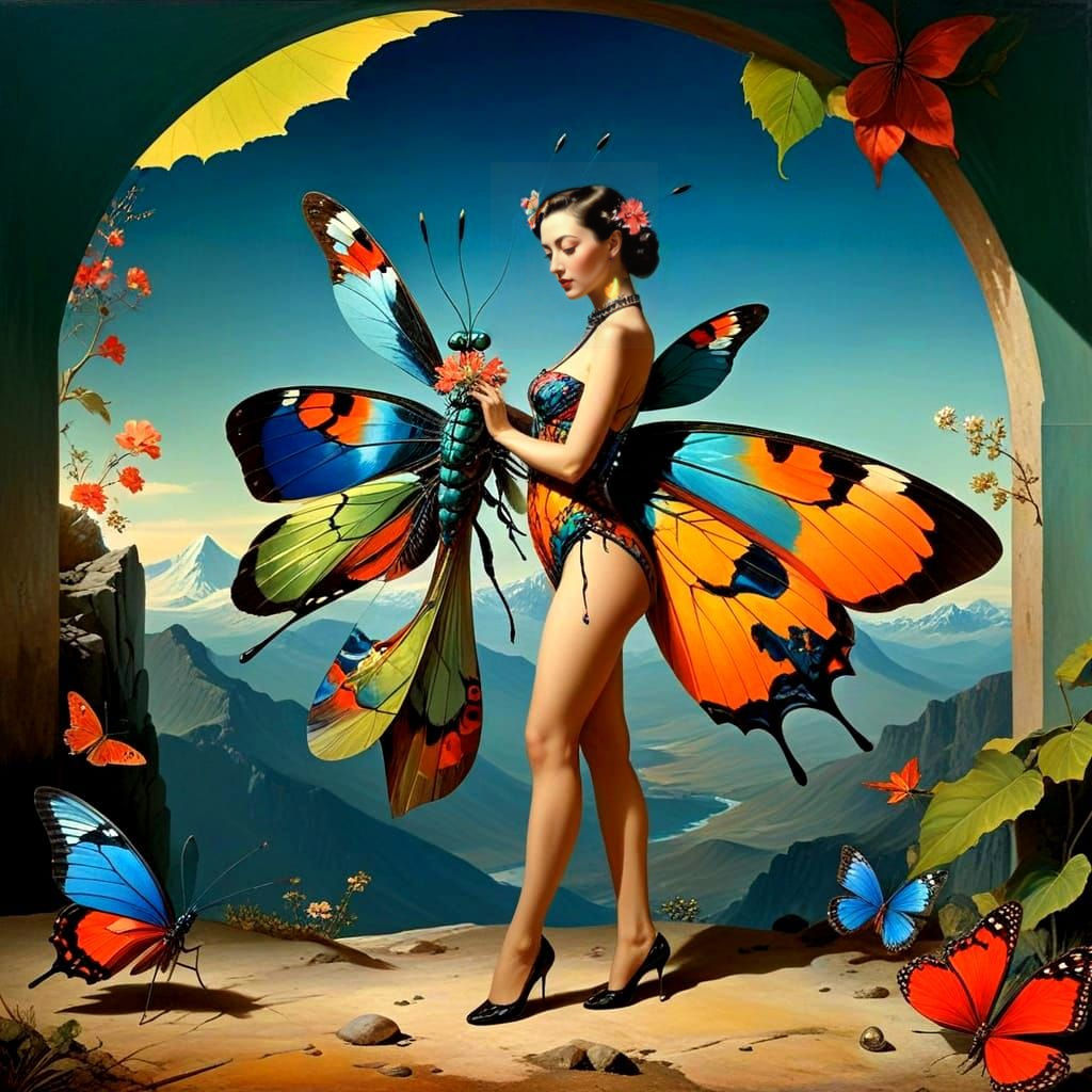 Surrealistic Portrait of a Dazzling Lady in Ethereal Beauty