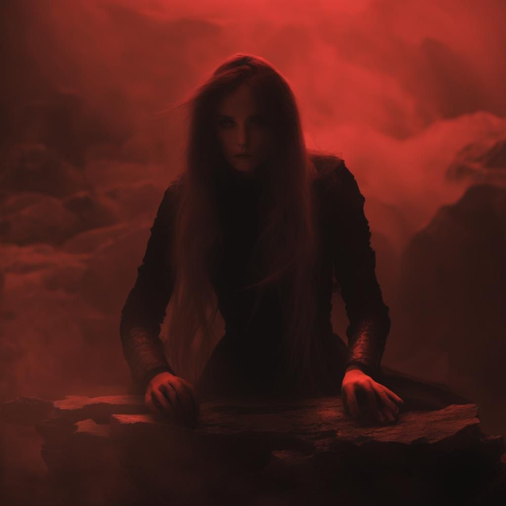 female goth fashion model. snow. ice. icebergs. fog. smoke. ...