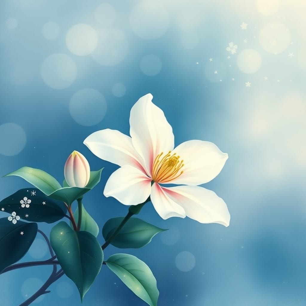 Night-Blooming Jasmine in Watercolor Style