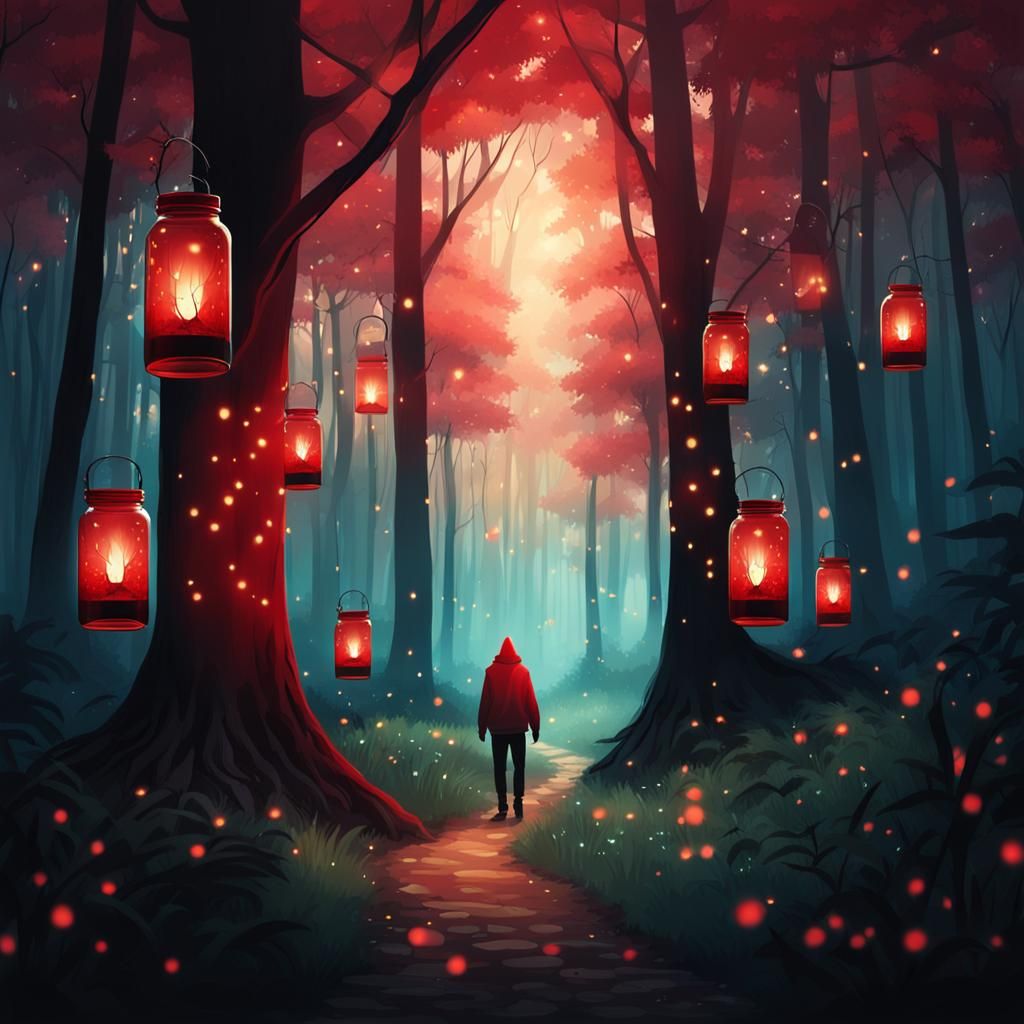 Fireflies in the wood