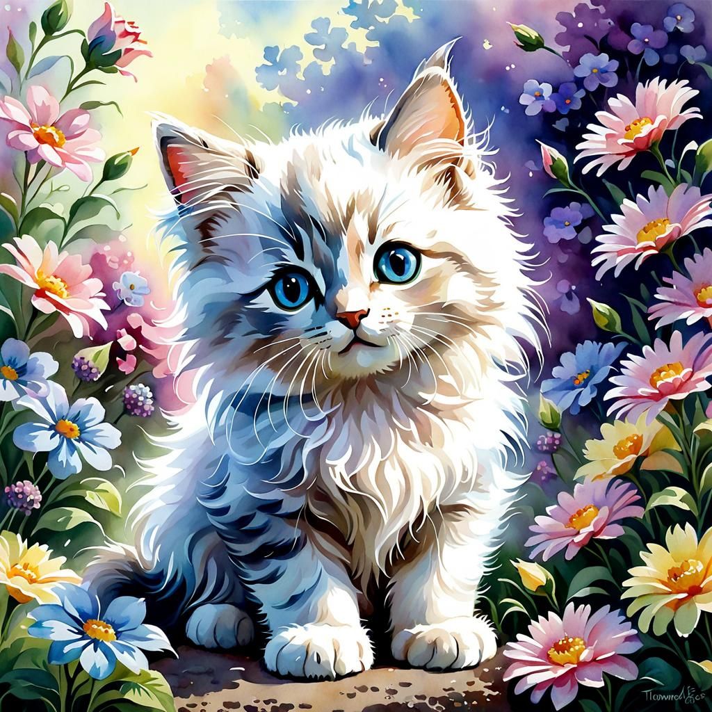 Watercolor kitten
