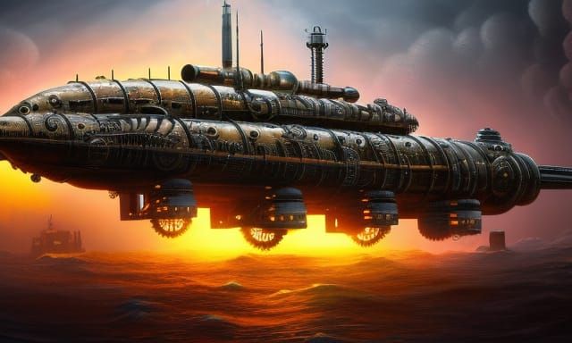 Steampunk Flying Submarine. - AI Generated Artwork - NightCafe Creator