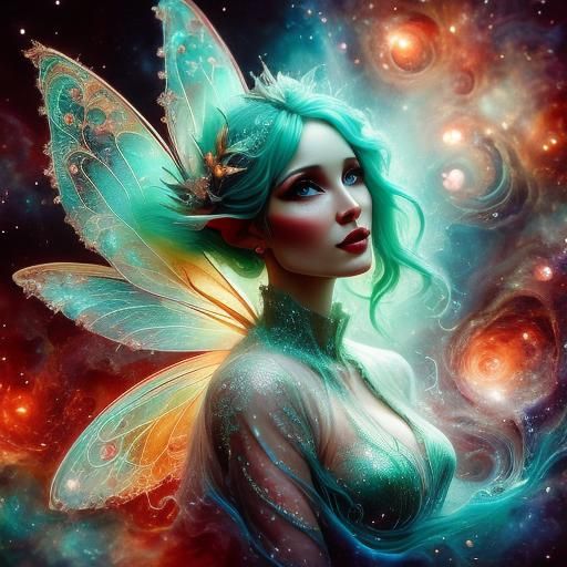 (FAIRY Woman:1.9), goat, (DOUBLE EXPOSURE:1.9) Quantum Consciousness, acrylic pour, Astro photography, Laura Makabresku, (KINUKO Y. CRAFT:1....