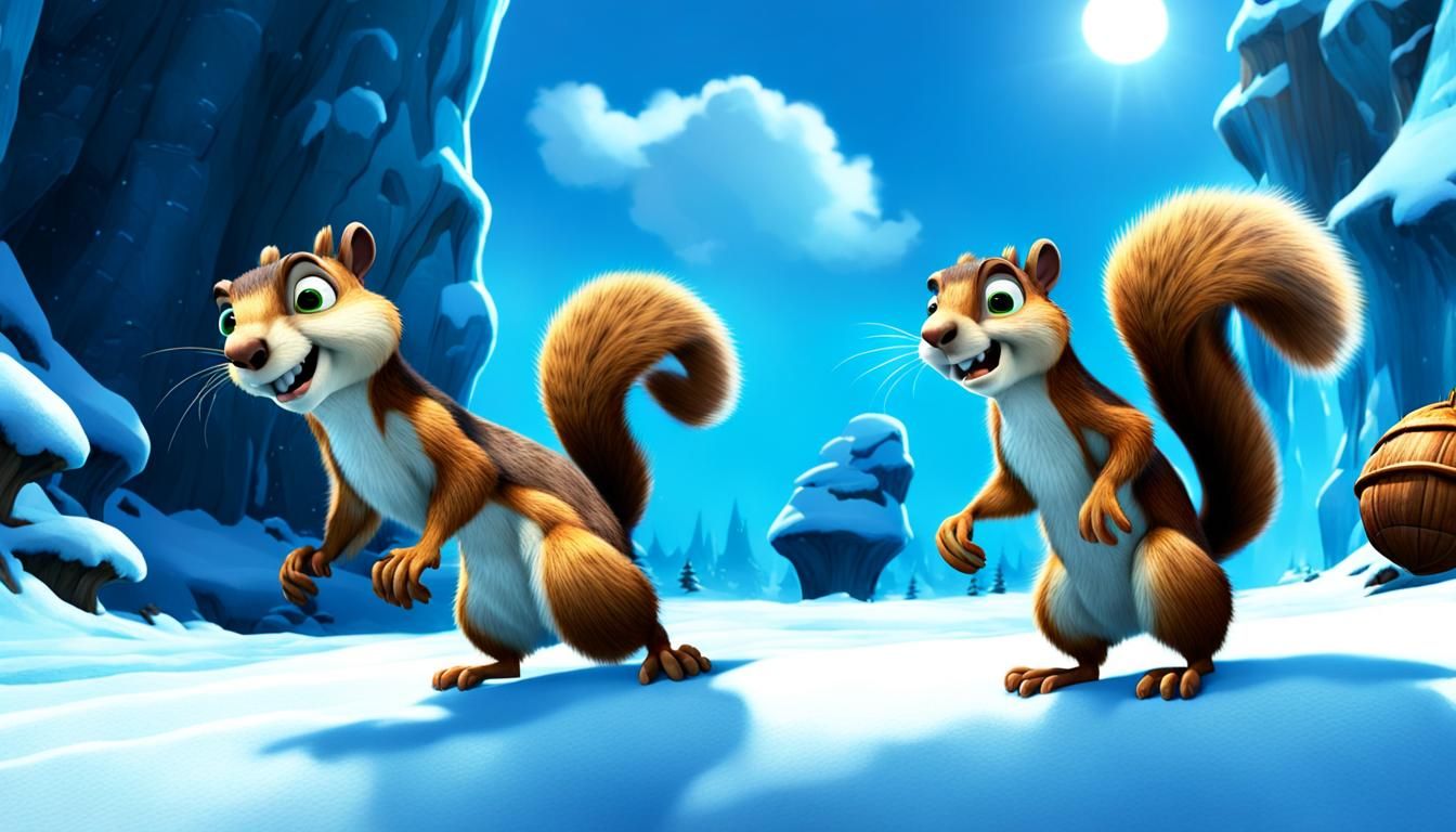 Scene from the Ice Age video game Scrat the squirrel and the acorn by