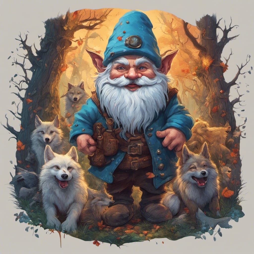 Gnome and his fluffy followers  by @Benjamin