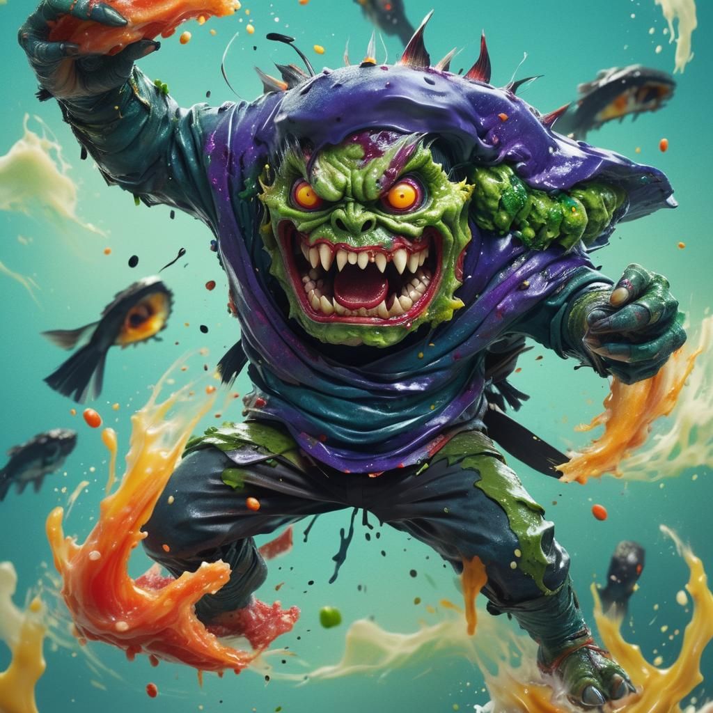 Undead sushi monster. Hyperrealistic, splash art, concept ar...