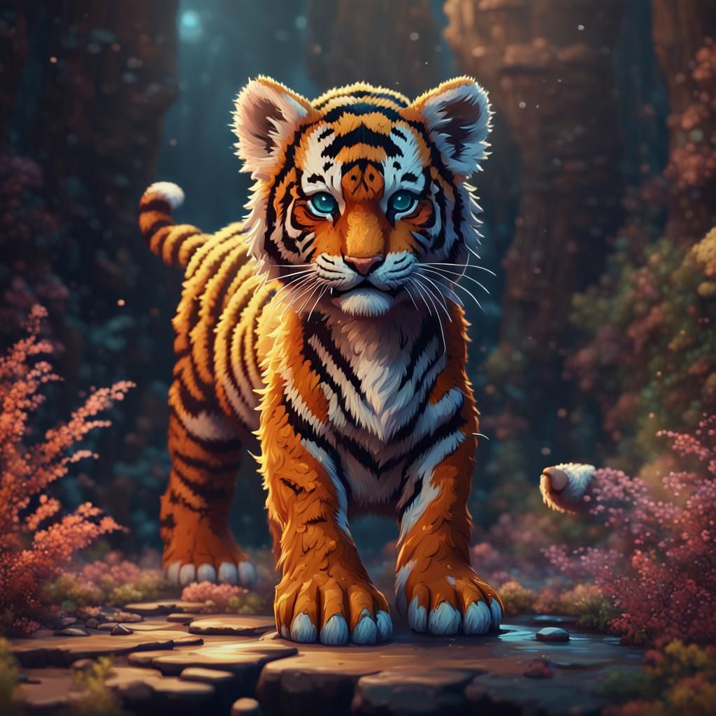 Tiger cub, pixel style
