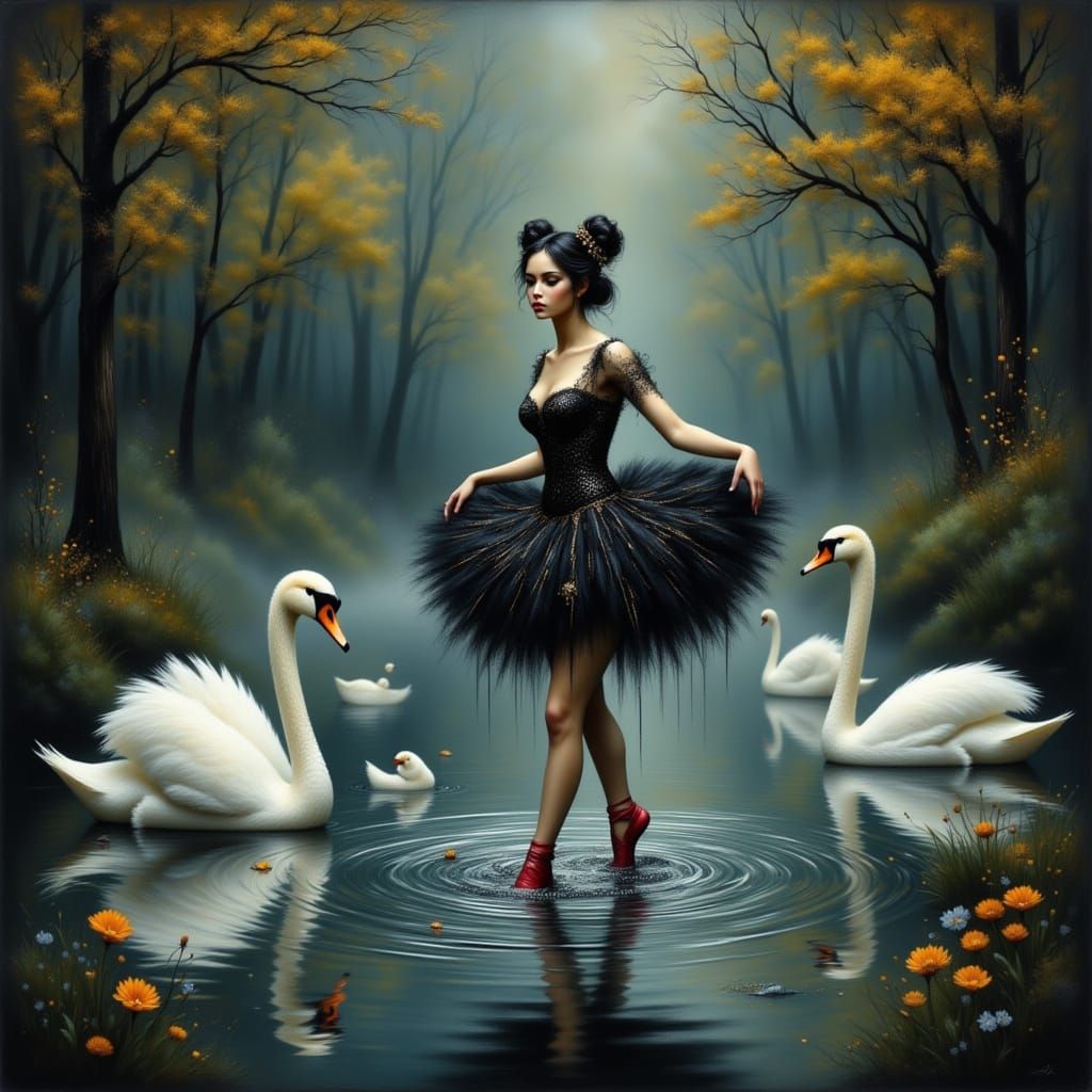 Ethereal Goth Ballerina Dances on Swan Lake