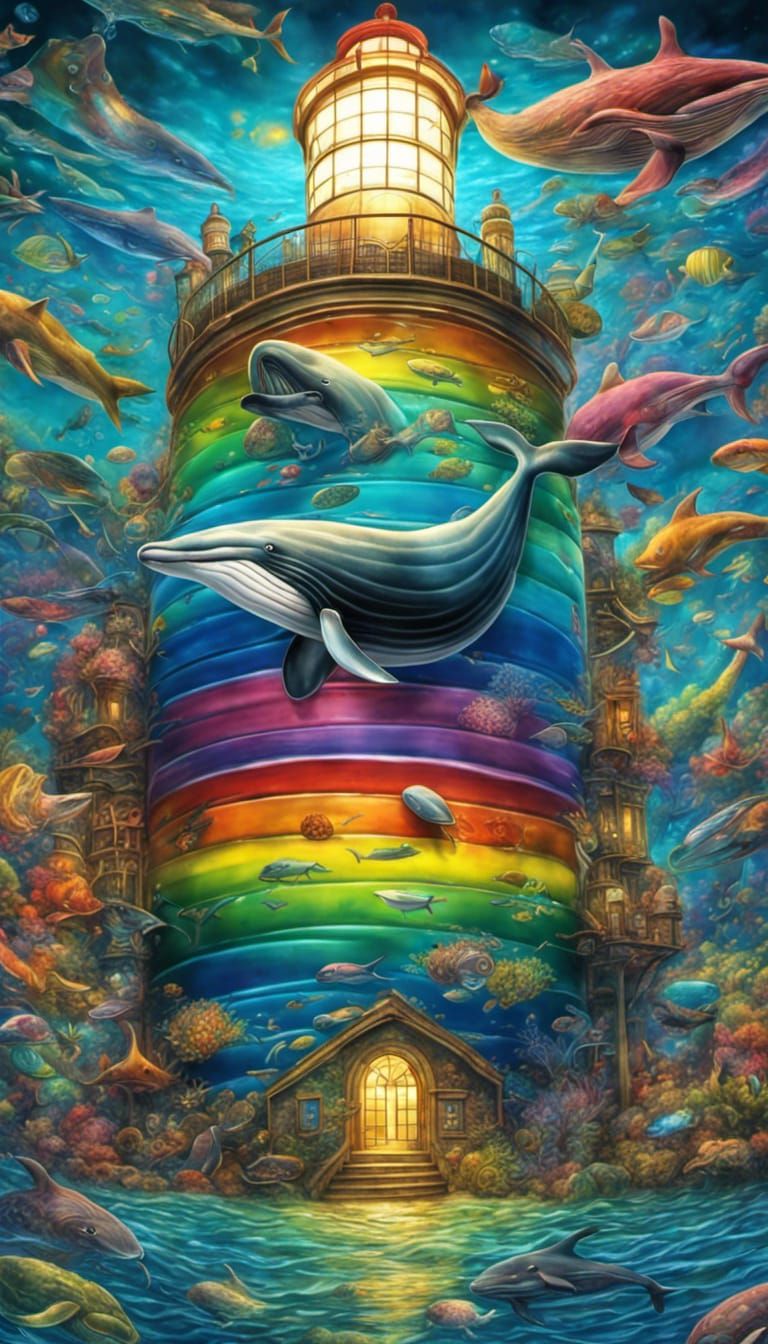 Underwater Lighthouse Mural AI Generated Artwork NightCafe Creator