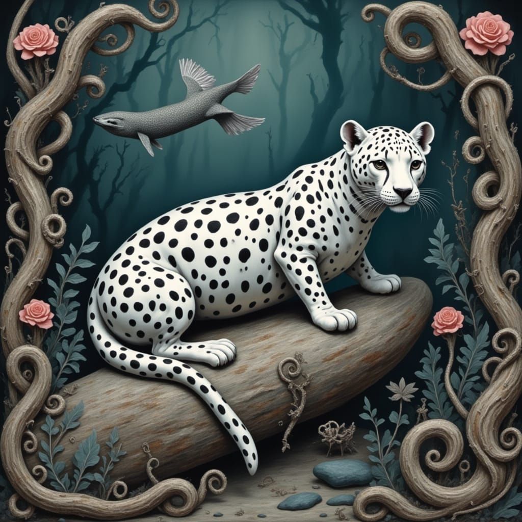 <lora:THE HOWLING:1.0> white leopard