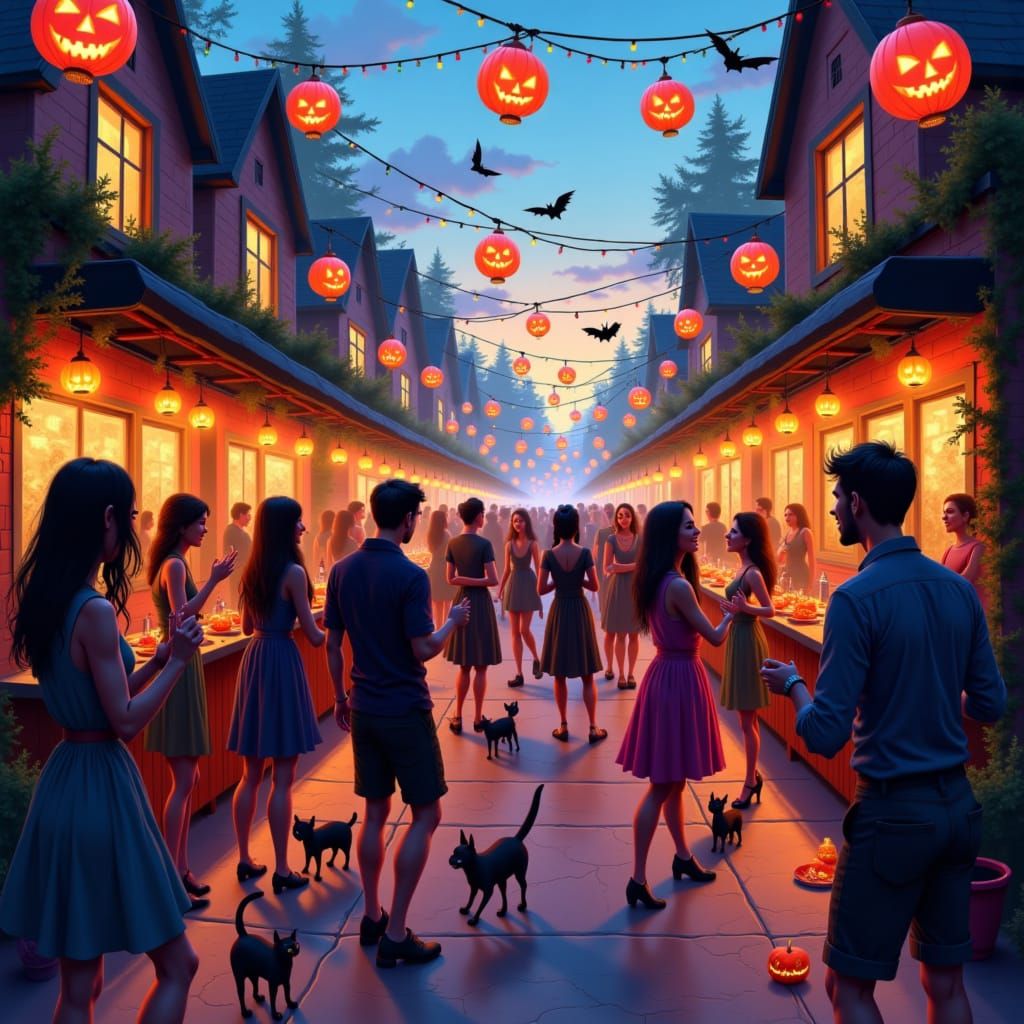 An outside partyy in the style of <lora:Halloweenify:1.0>