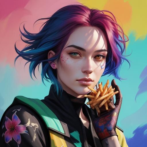Woman with fries