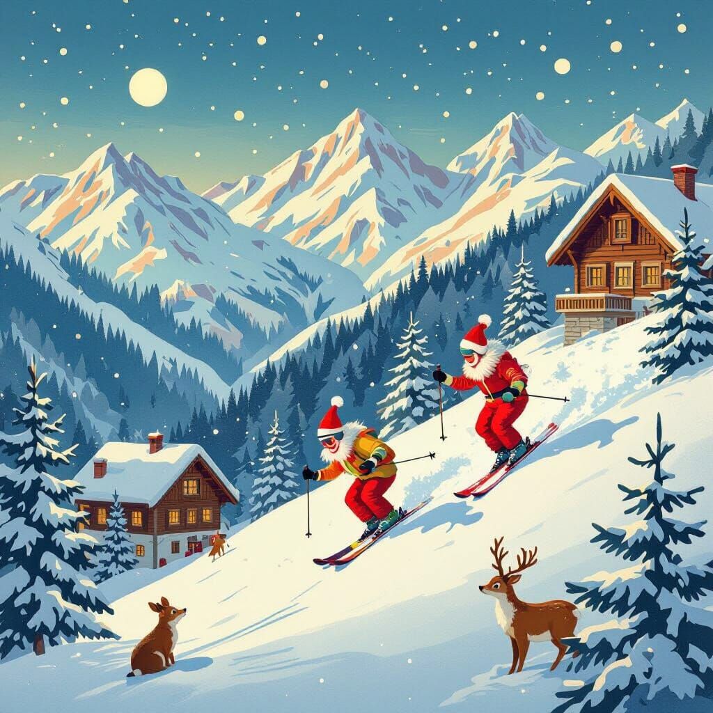 A whimsical mushroom house nestled in a vibrant, bioluminescent forest at twilight. Tiny, glowing sprites flit around its cap, and a winding...