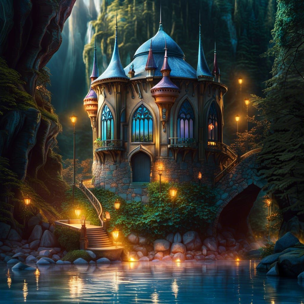 Enchanted castle on the lake