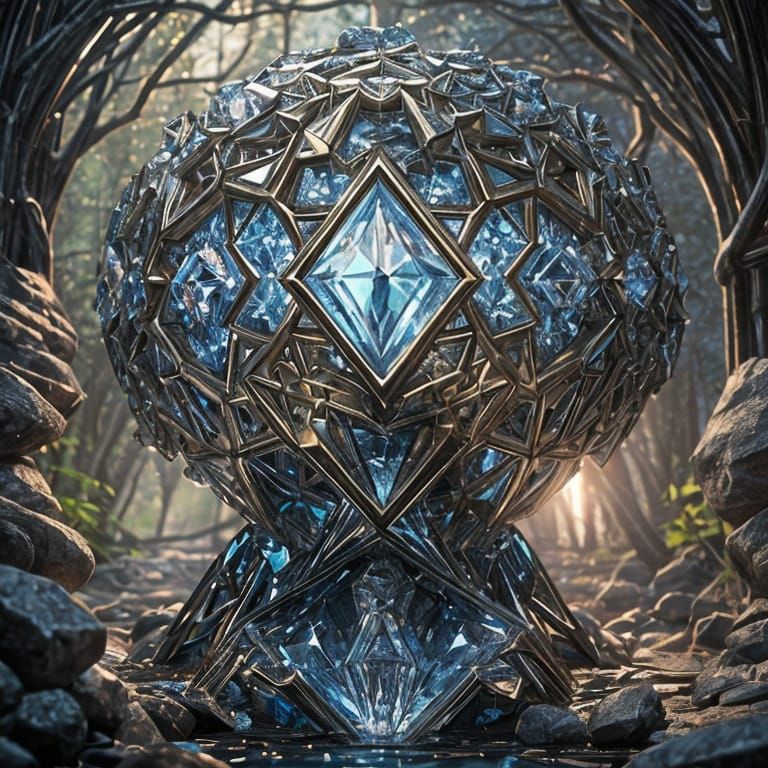 Crystal Savanna with Fantasy Trees in 3D