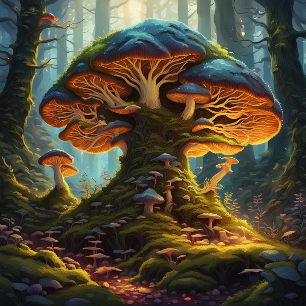 Mystical Forest Creature in Golden Light, Fantasy Art