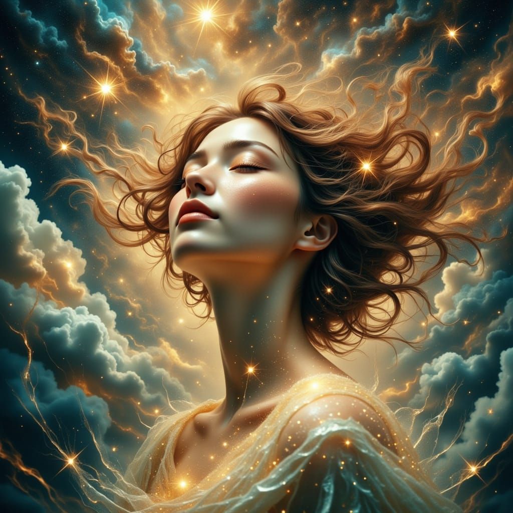 Ethereal Celestial Being in Golden Hour Light