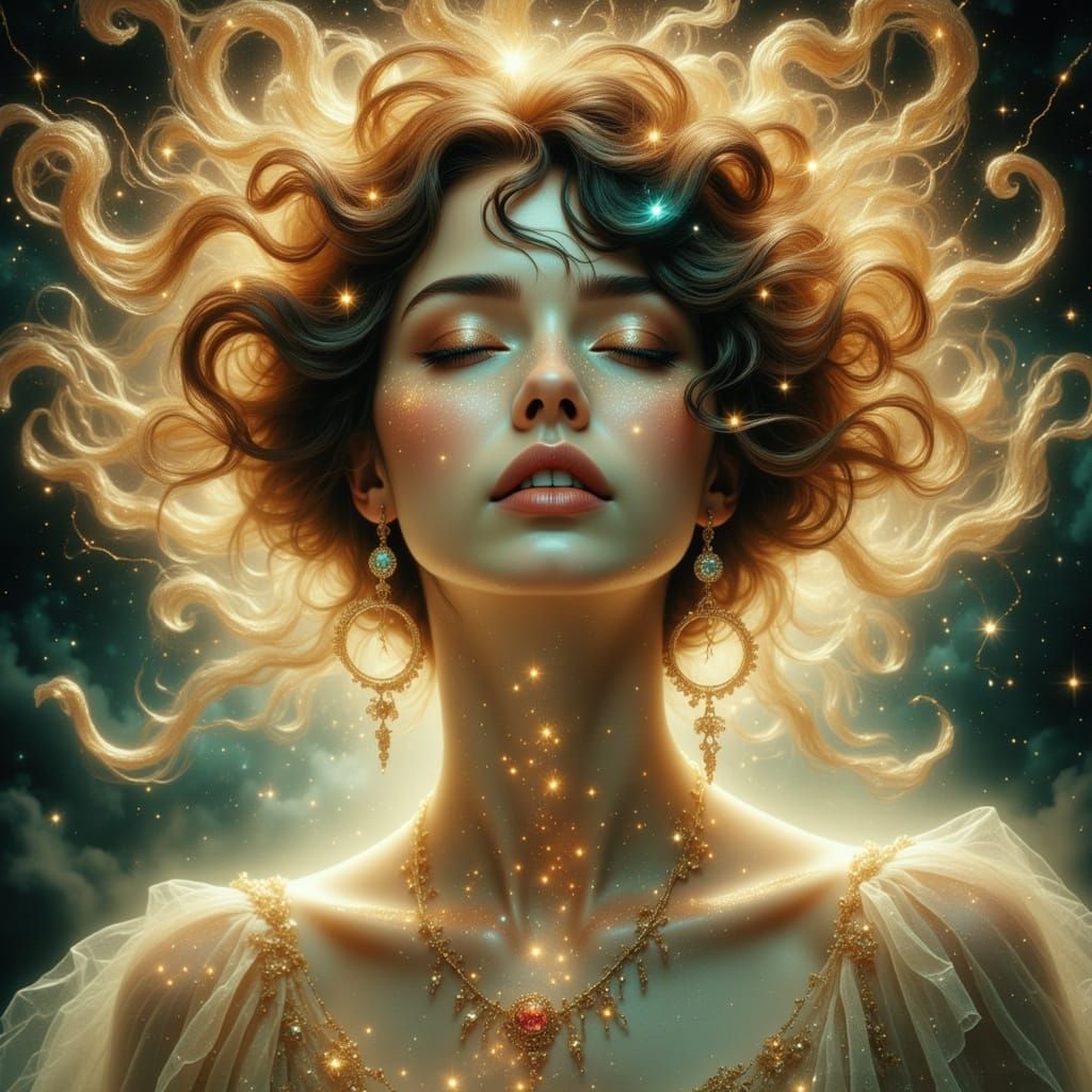 Ethereal Celestial Being in Golden Hour Light