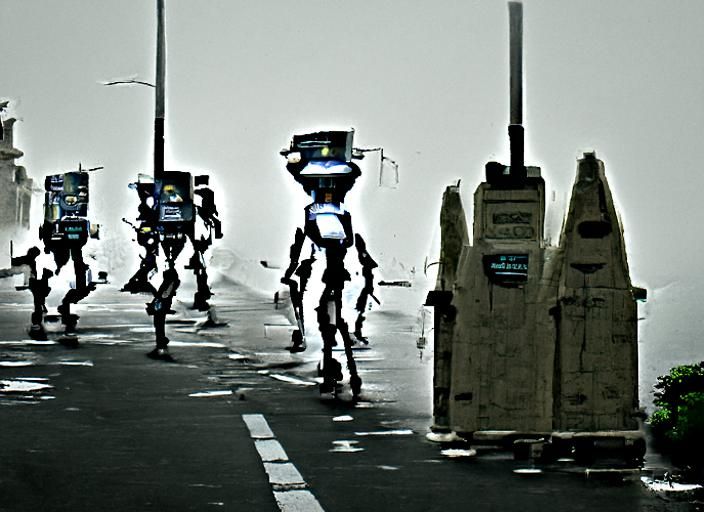 Robots In Streets - AI Generated Artwork - NightCafe Creator