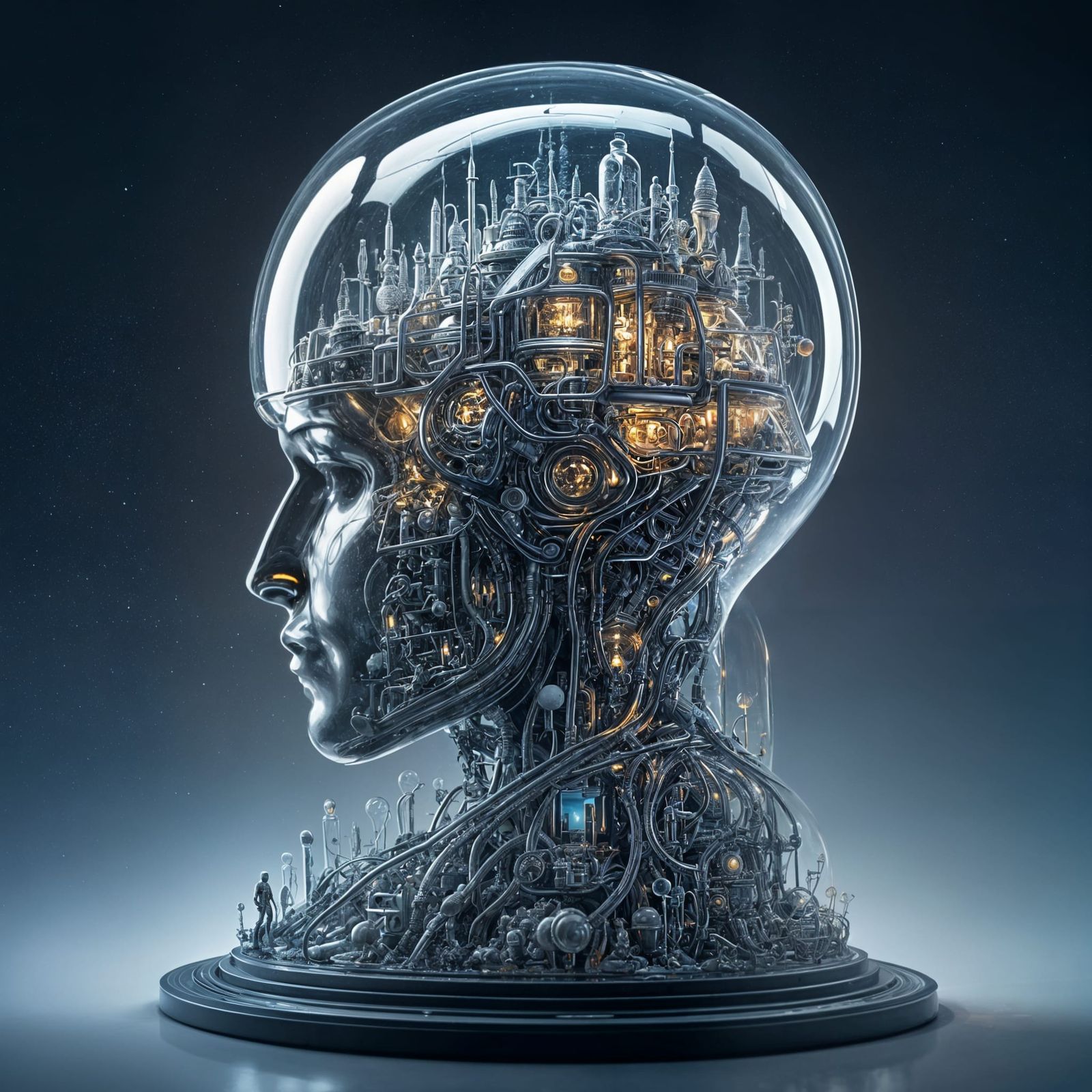 Surreal Light Bulb Ecosystem in Cyberpunk Style