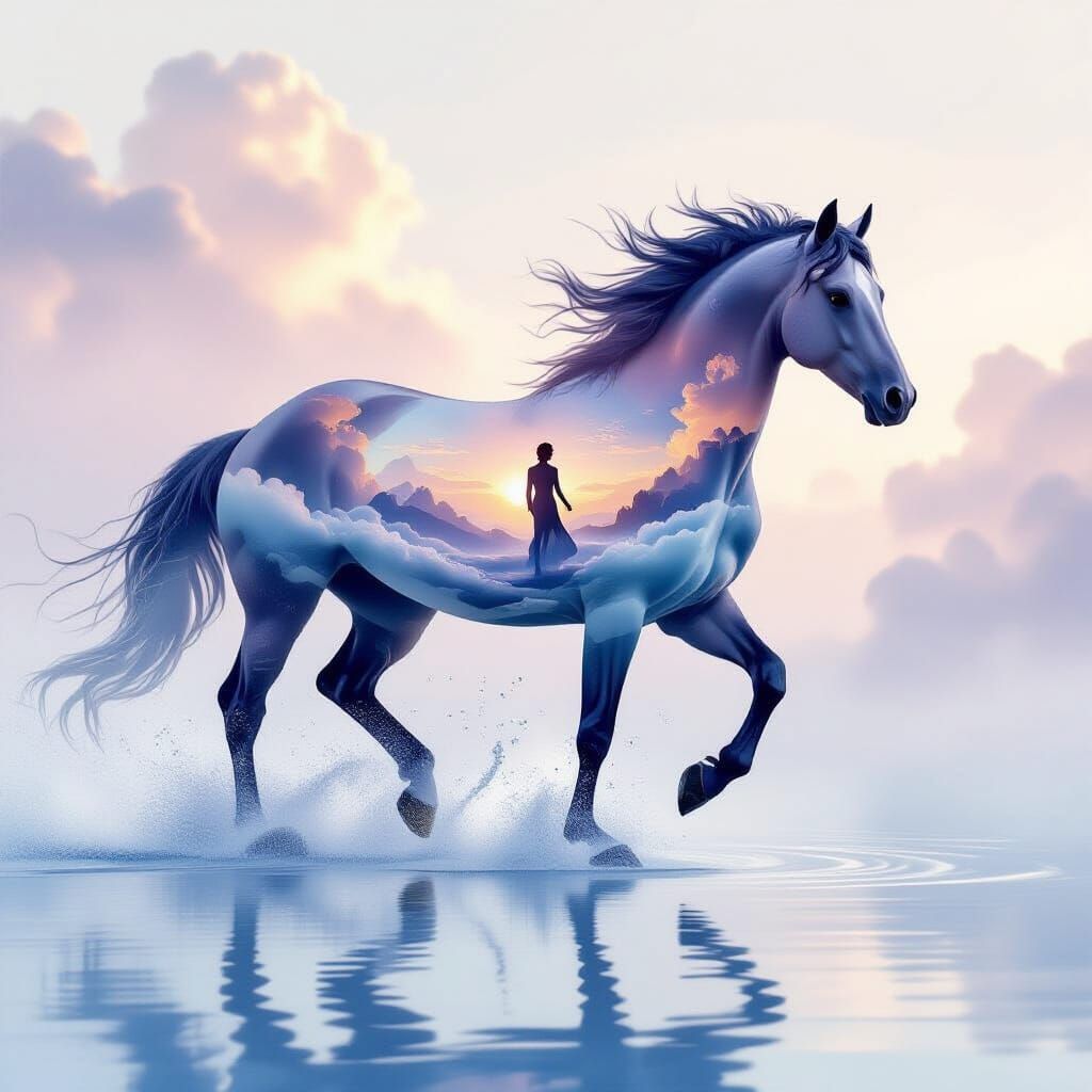 Horse in double exposure