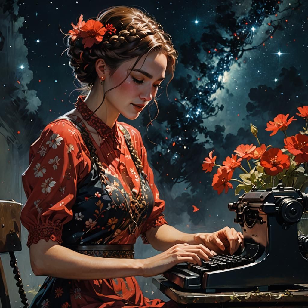 The woman and the typewriter  by @Rachel