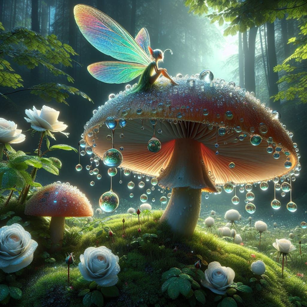 dewdrops fairy forest - AI Generated Artwork - NightCafe Creator