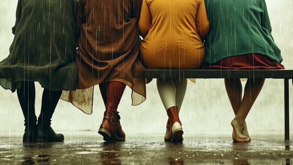 Footwear at the bus stop