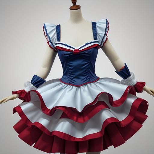 Full body Young artist VERY MANY girl wearing sailor party d...