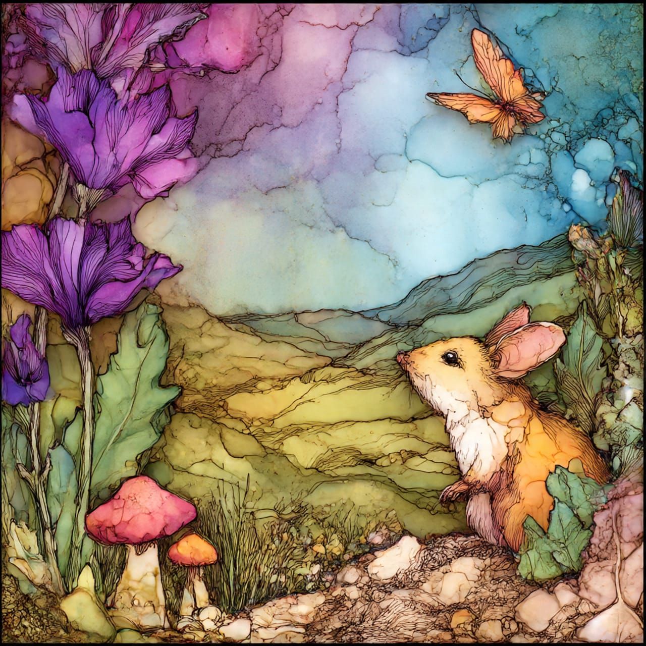 Alcohol-ink landscape #3