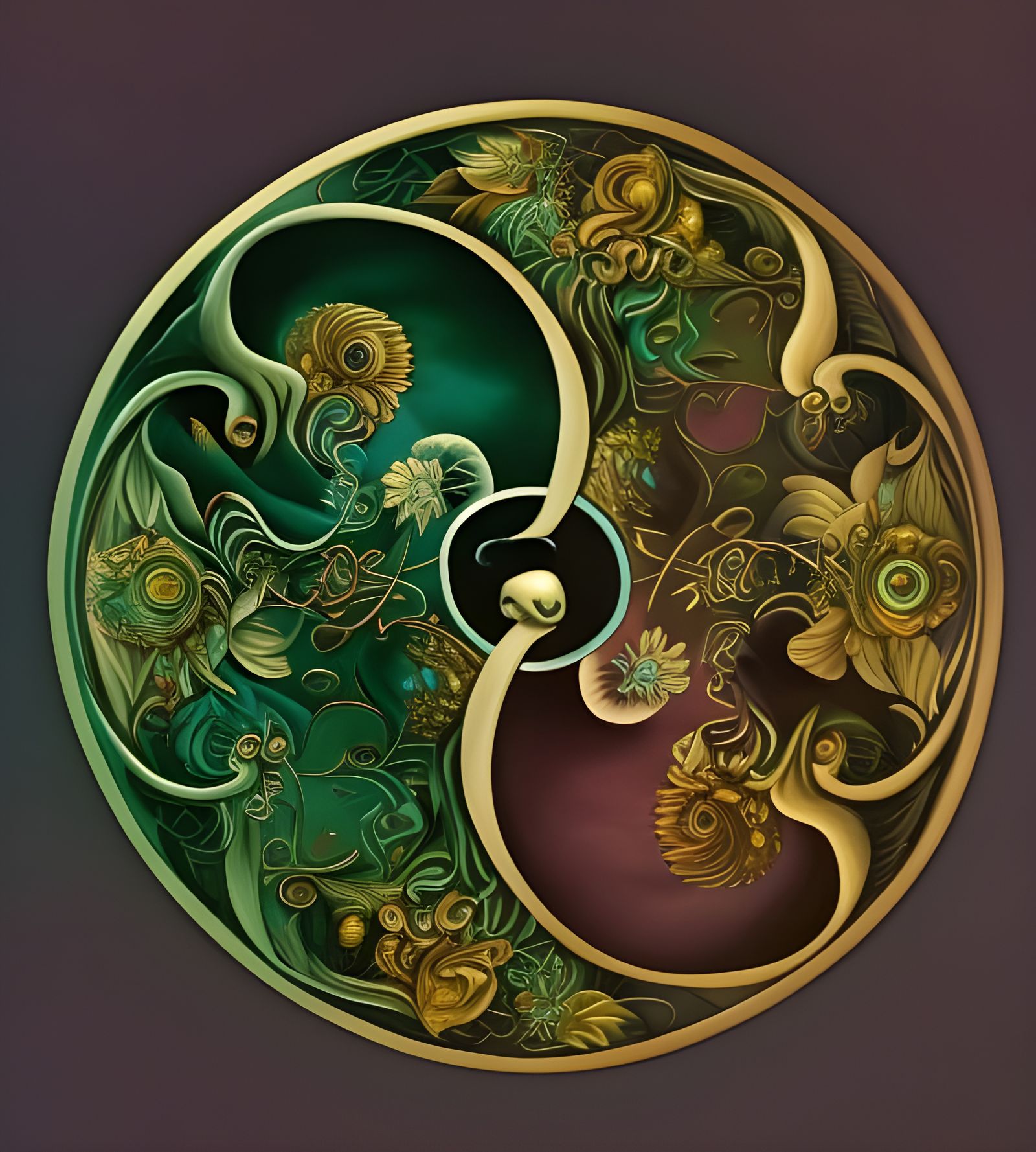 Yin Yang Medallion in a Detailed Style
