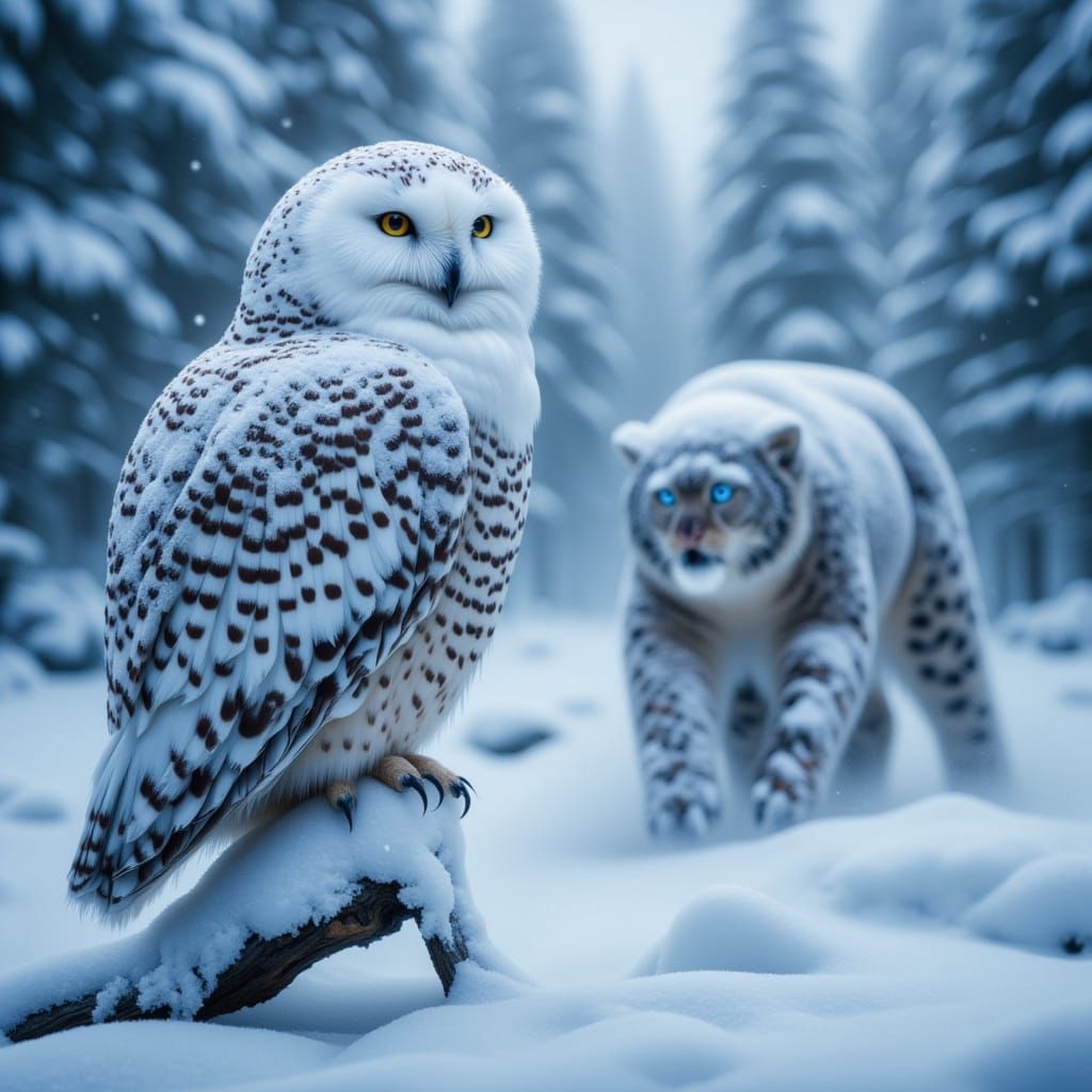 <lora:Dalle3 free upscaler:1.0>winter snowy wildlife endangered birds and animals tim flach style