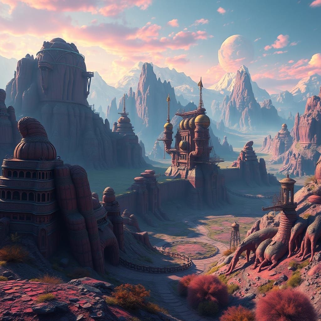 Surreal Landscape Art in a Futuristic Style