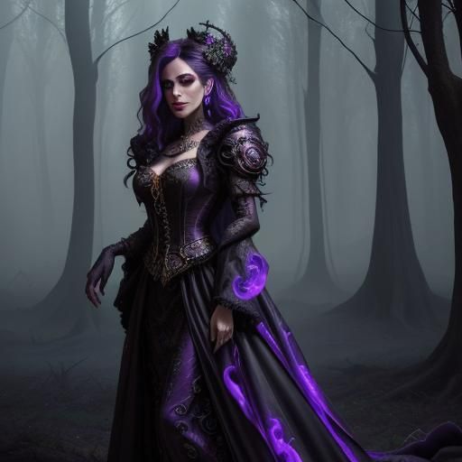 Fancy orange black and purple witches groom