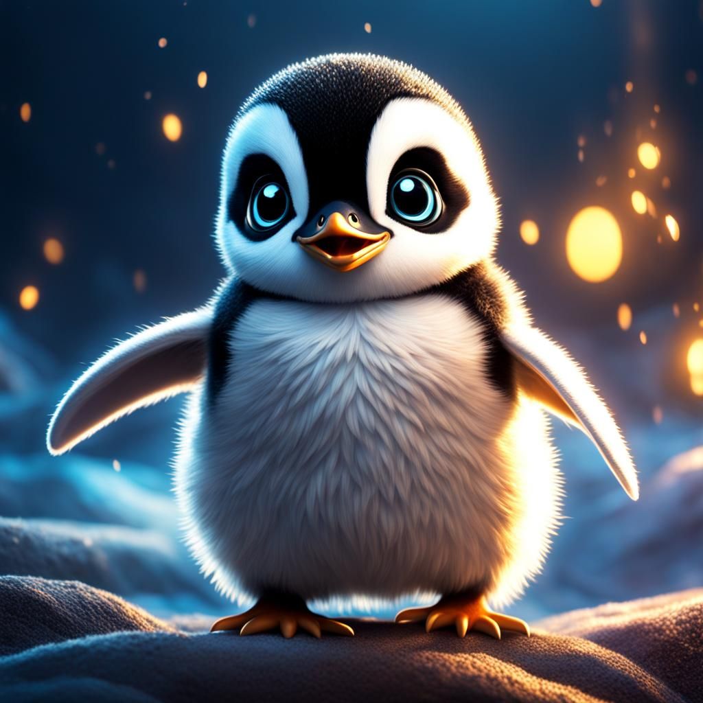 Big eyed baby penguin - AI Generated Artwork - NightCafe Creator
