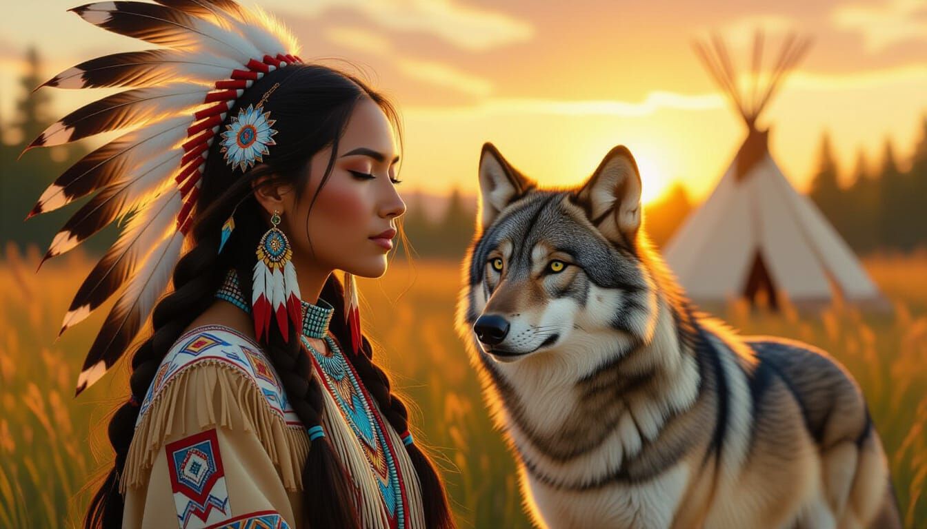 Combine background with person and wolf - Start Image 1