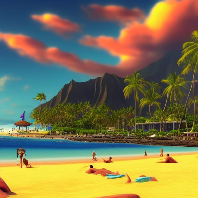 Beautiful Magic Island And Waikiki Beach, Honolulu detailed ...