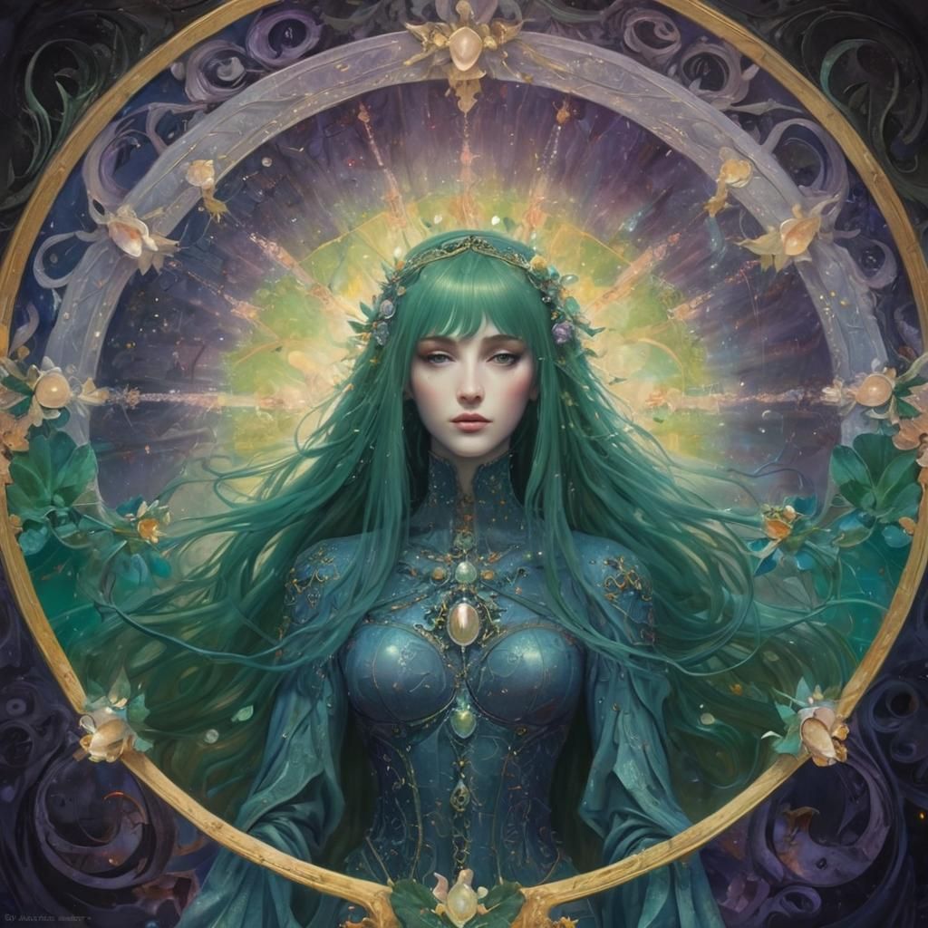 Mystical Cosmic Lovers in Fantasy Art Style