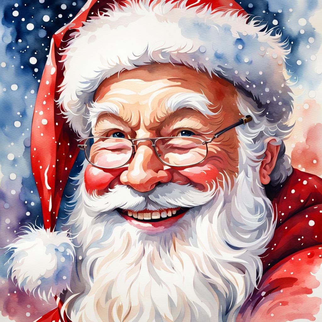 Watercolor portrait of Santa - AI Generated Artwork - NightCafe Creator