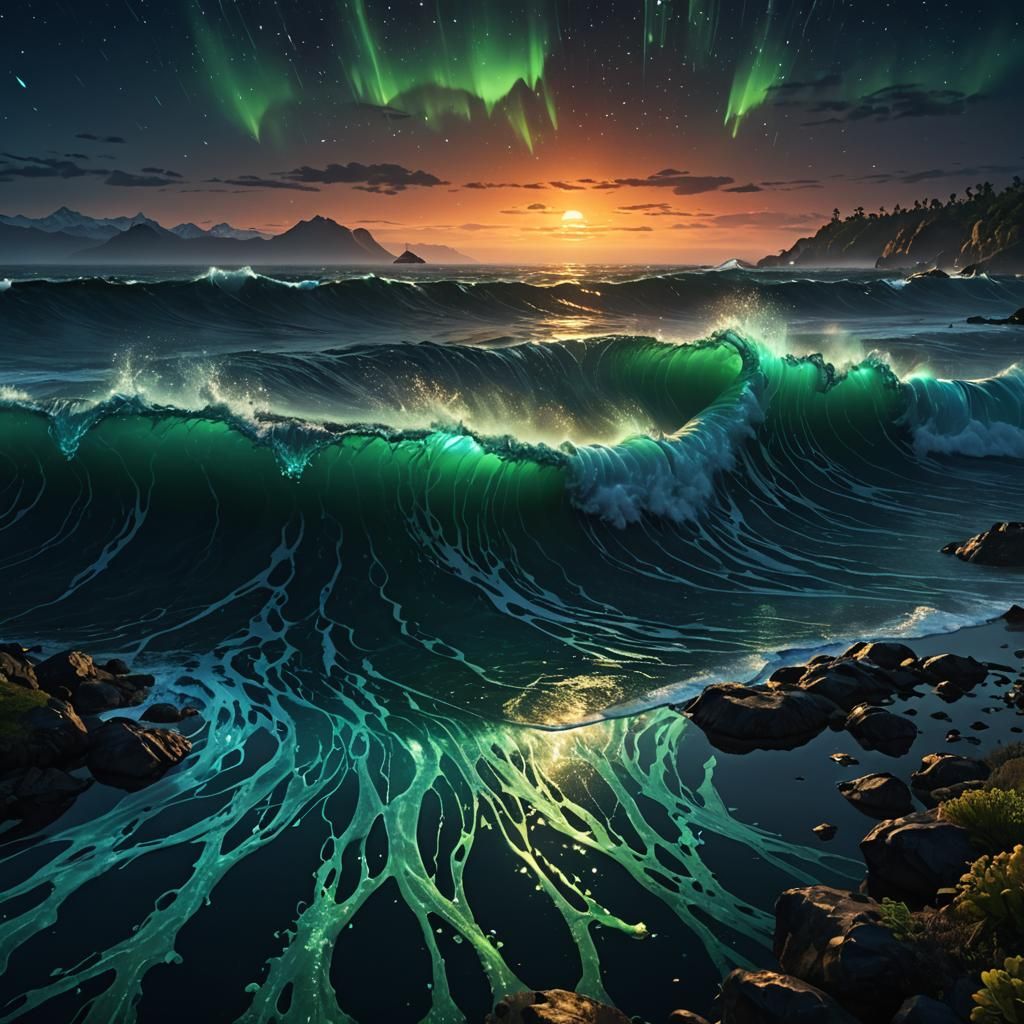 waves at sunset.  by @Rachel