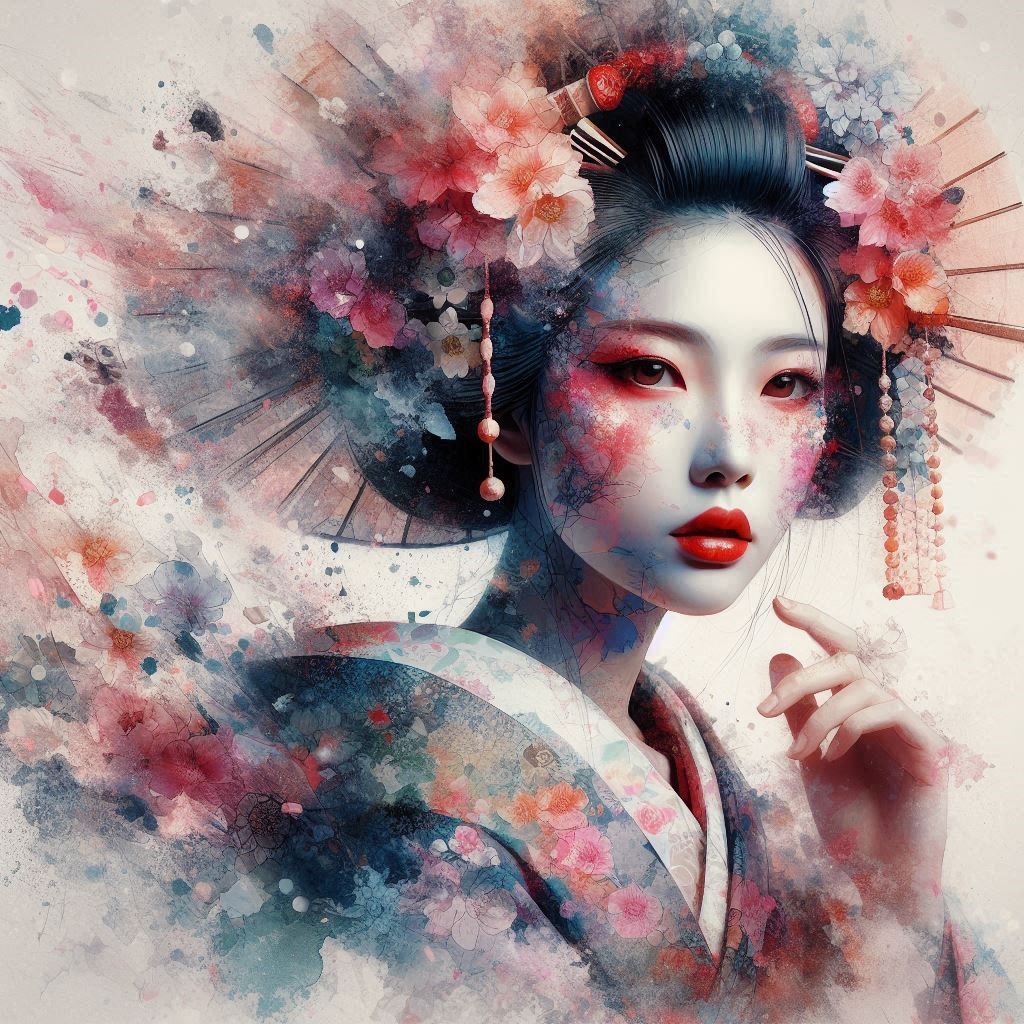 double exposure beautiful fantasy DALL-E 3 portrait landscape..